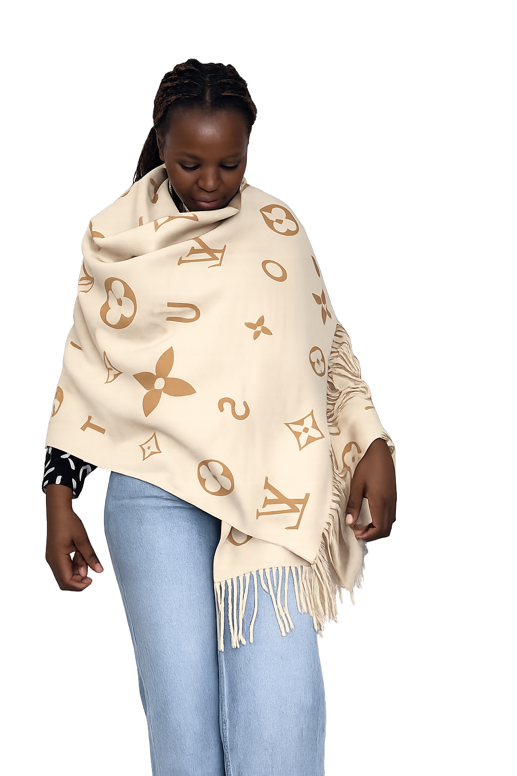 LL WINTER DOUBLE SIDED SHAWL - NUDE