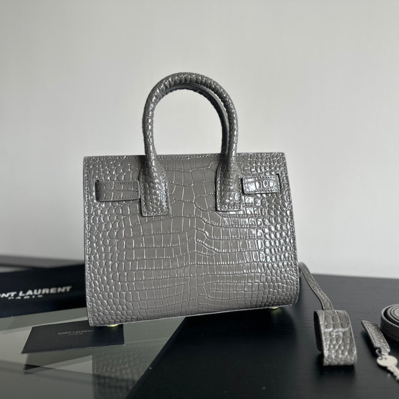 SAC DE JOUR CROC-EMBOSSED BAG – GREY