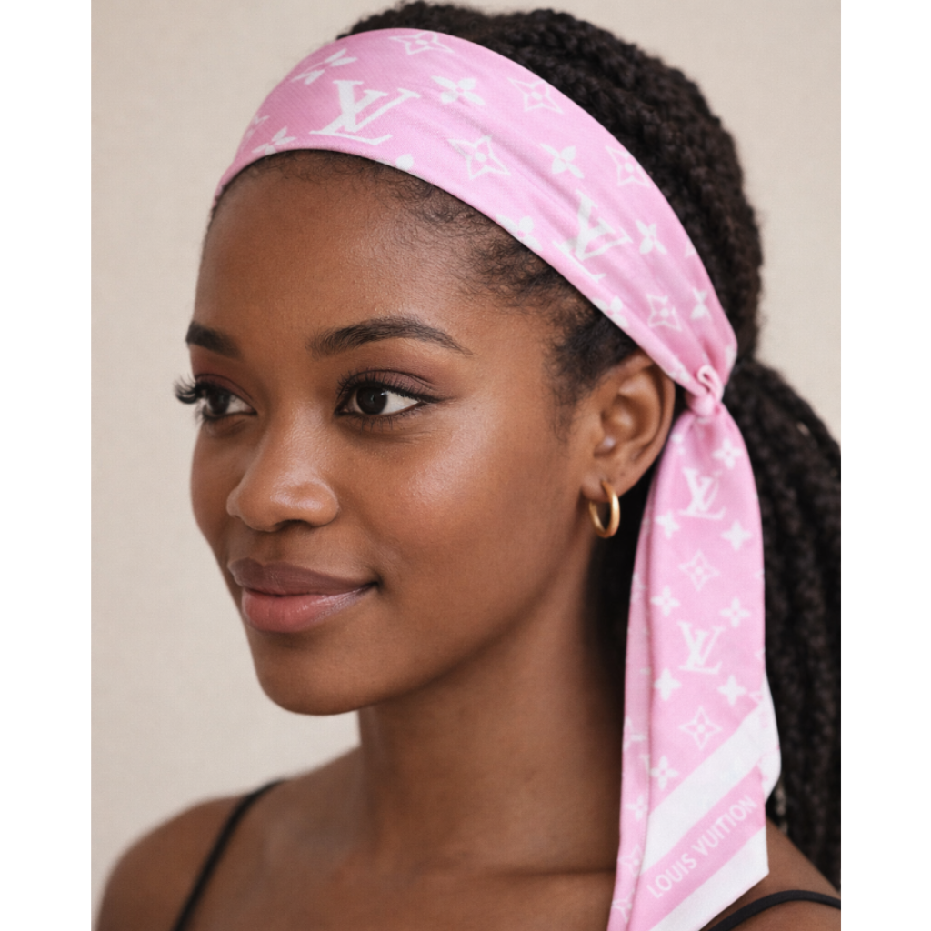 MONOGRAM INFINITY HEADBAND SCARF - BABY PINK