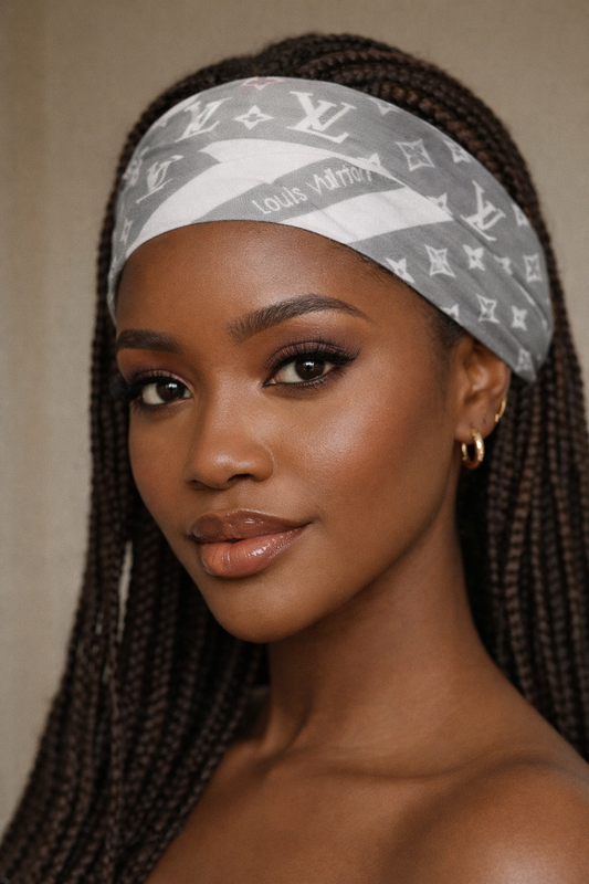 MONOGRAM INFINITY HEADBAND SCARF - GRAY