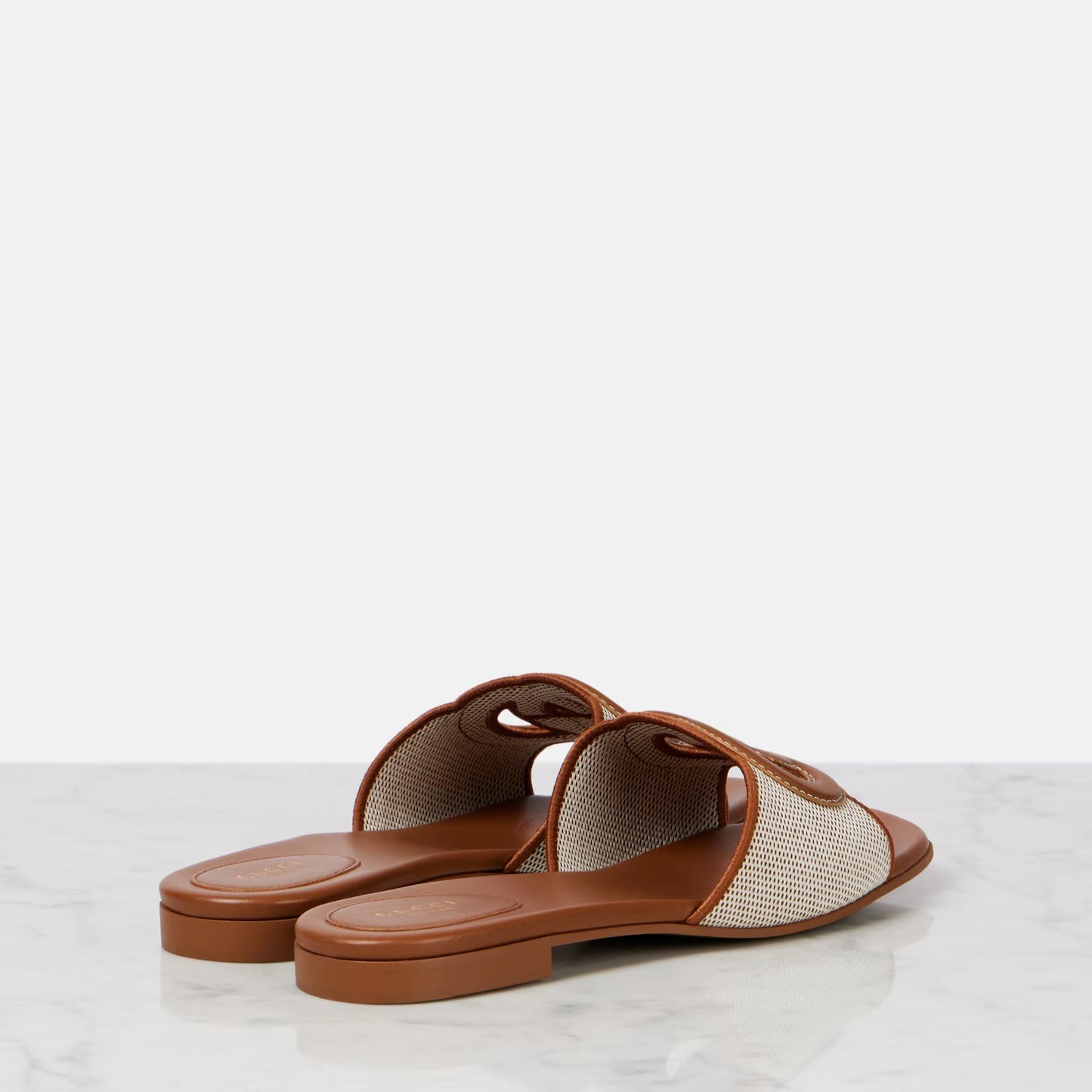 GG TWO TONED INTERLOCKING SLIDES - BROWN & NUDE (CLEARANCE)