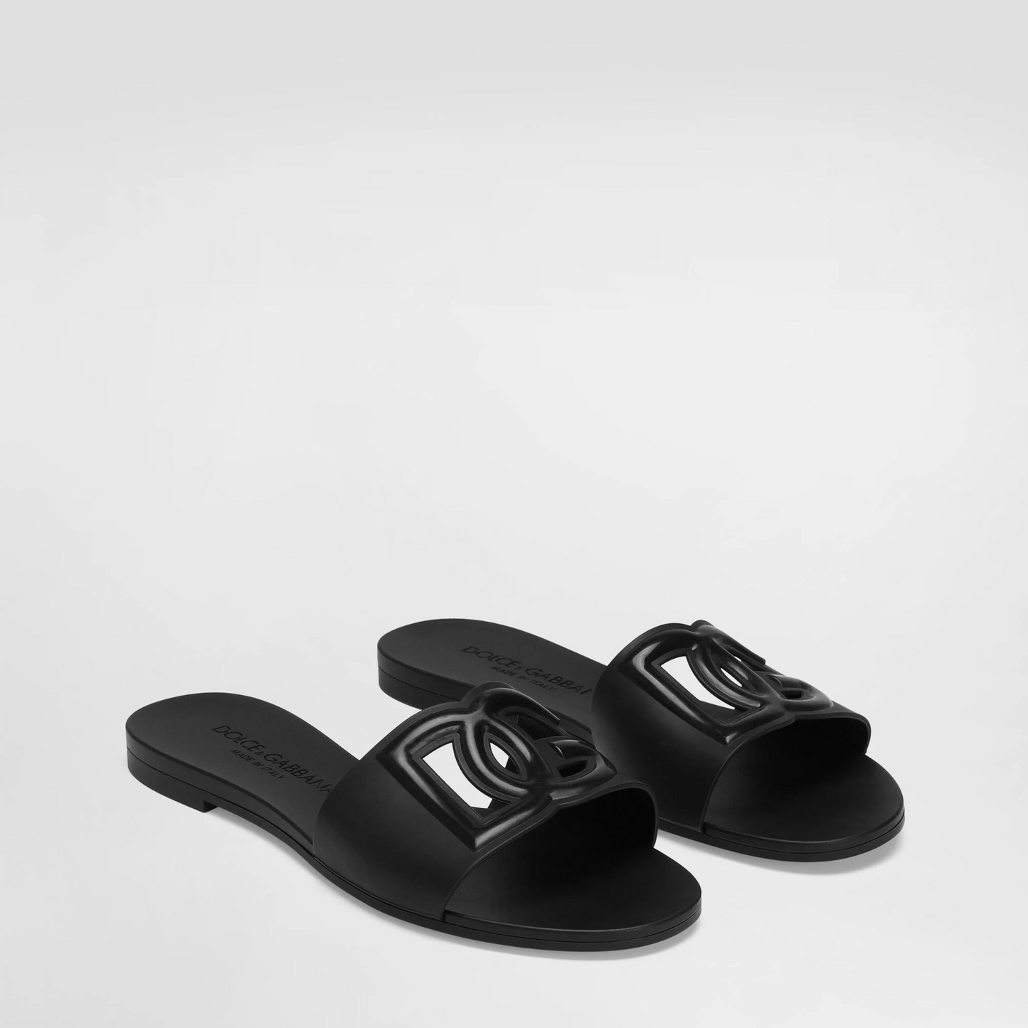 DG RUBBER SLIDE SANDALS - BLACK