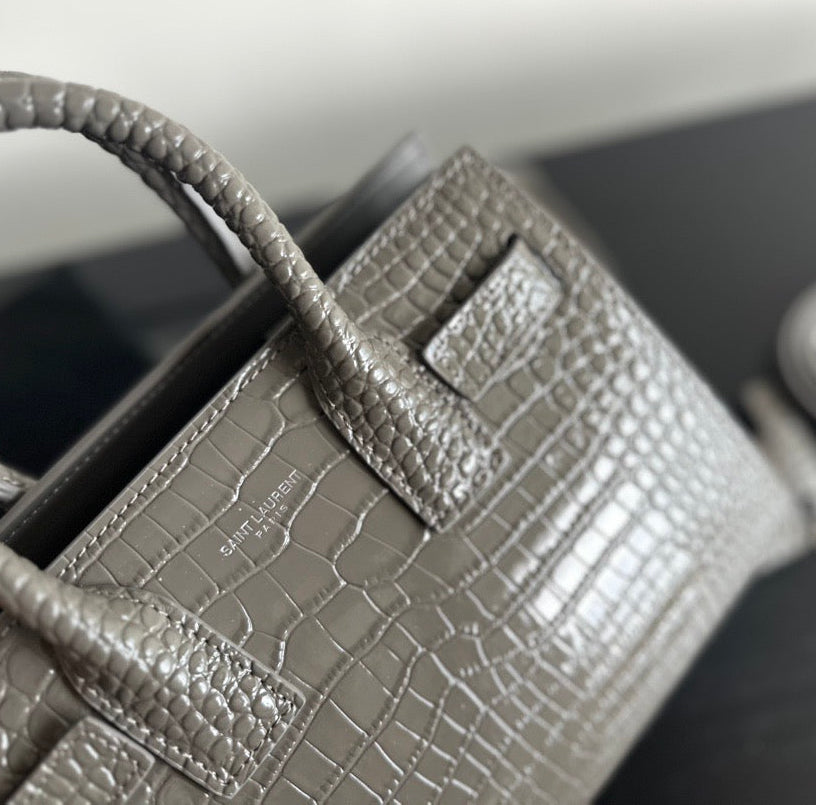 SAC DE JOUR CROC-EMBOSSED BAG – GREY