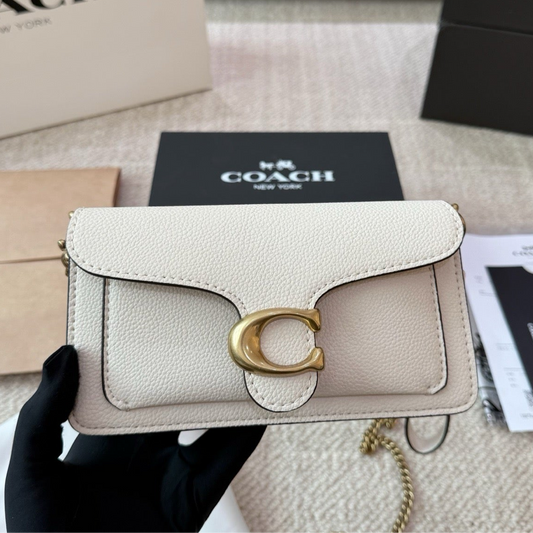 TABBY MINI CHAIN CLUTCH BAG - WHITE