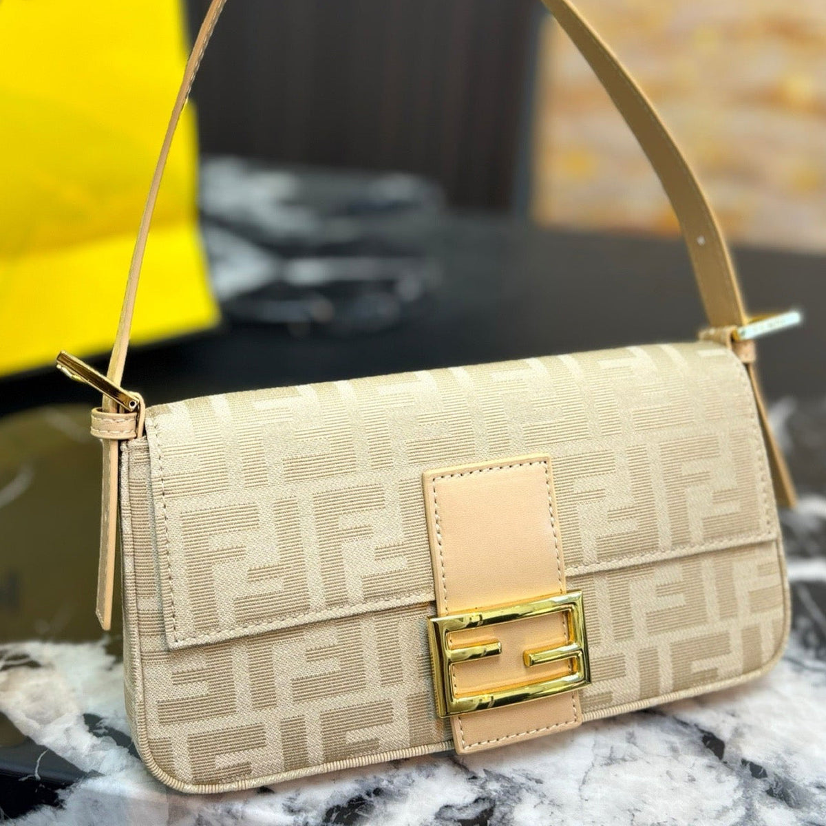 MONOGRAM BAGUETTE SHOULDER BAG – BEIGE