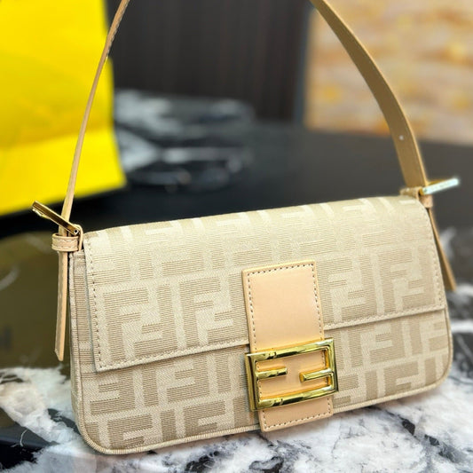MONOGRAM BAGUETTE SHOULDER BAG – BEIGE