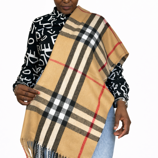 BB OVERSIZED SCARF - LIGHT BROWN