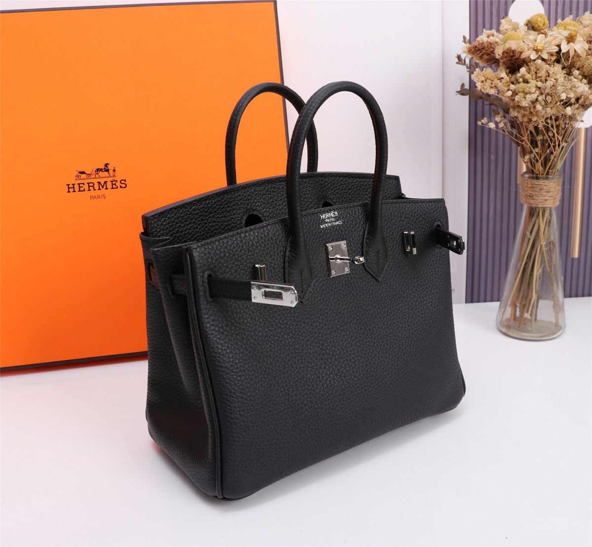 BIRKIN 30 – BLACK WITH PALLADIUM HARDWARE
