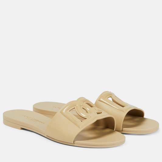 DG RUBBER SLIDE SANDALS - NUDE/ BUTTER YELLOW