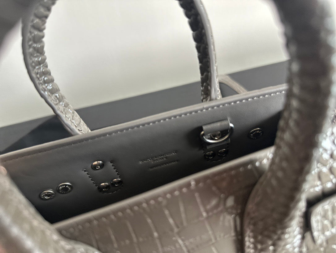 SAC DE JOUR CROC-EMBOSSED BAG – GREY