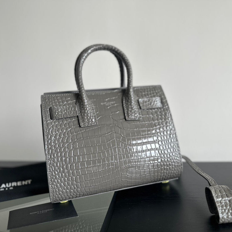 SAC DE JOUR CROC-EMBOSSED BAG – GREY
