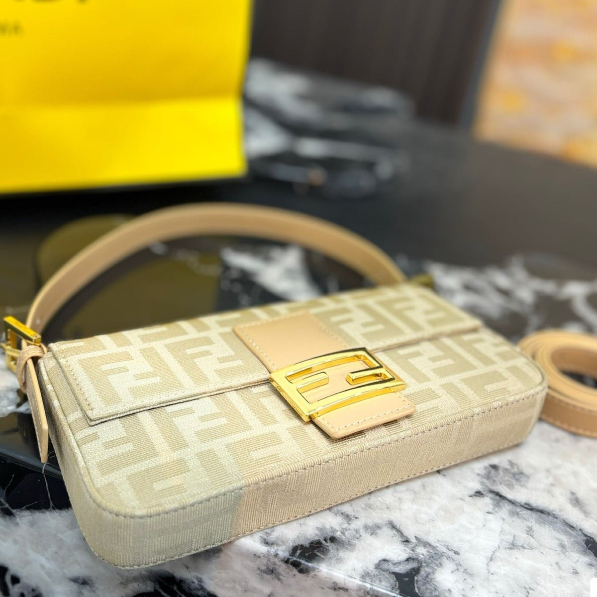 MONOGRAM BAGUETTE SHOULDER BAG – BEIGE