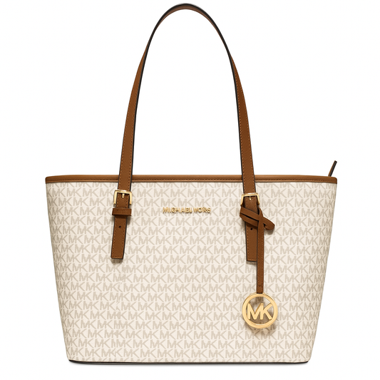 LARGE SAFFIANO LEATHER TOTE BAG - BROWN