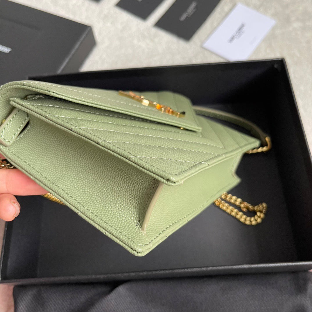 MINI ENVELOPE CHAIN BAG – OLIVE GREEN