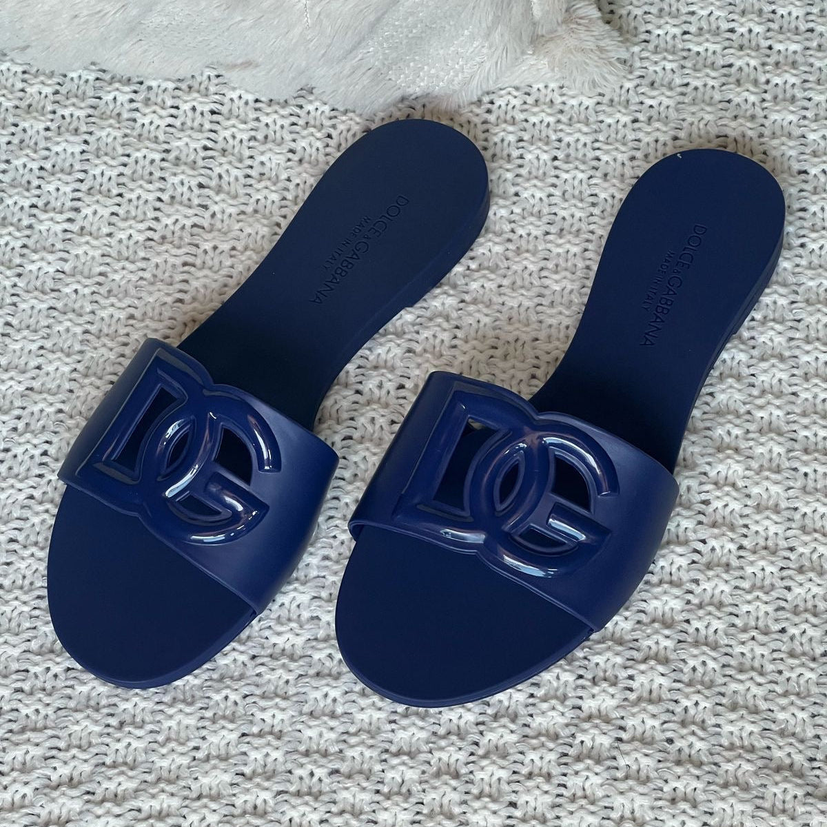 DG RUBBER SLIDE SANDALS-Dark BLUE/PURPLE