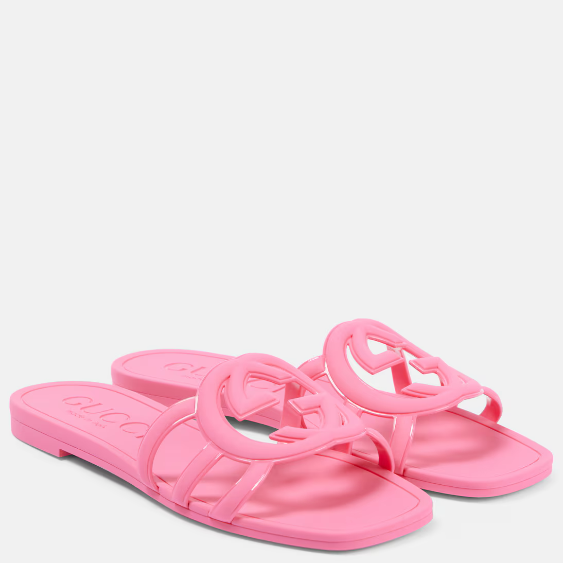 INTERLOCKING G RUBBER SLIDE SANDALS - PINK