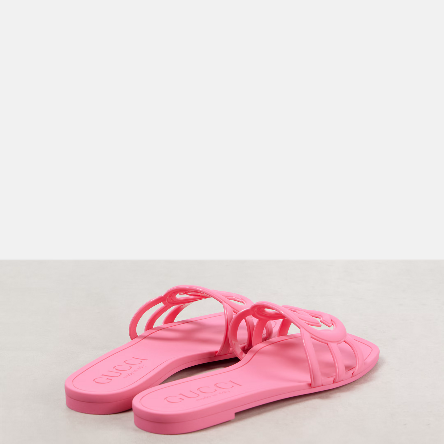 INTERLOCKING G RUBBER SLIDE SANDALS - PINK