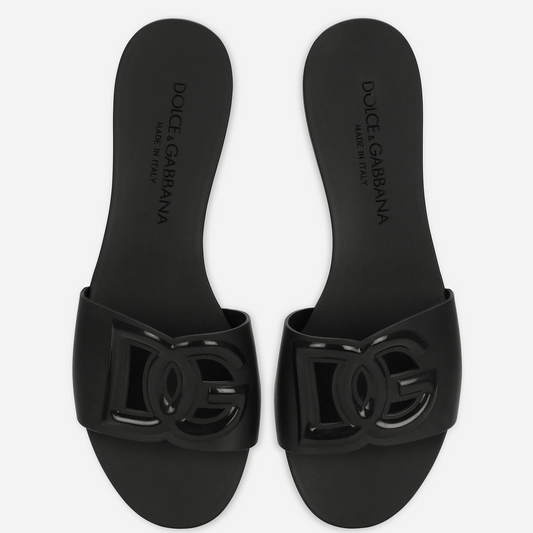 DG RUBBER SLIDE SANDALS - BLACK