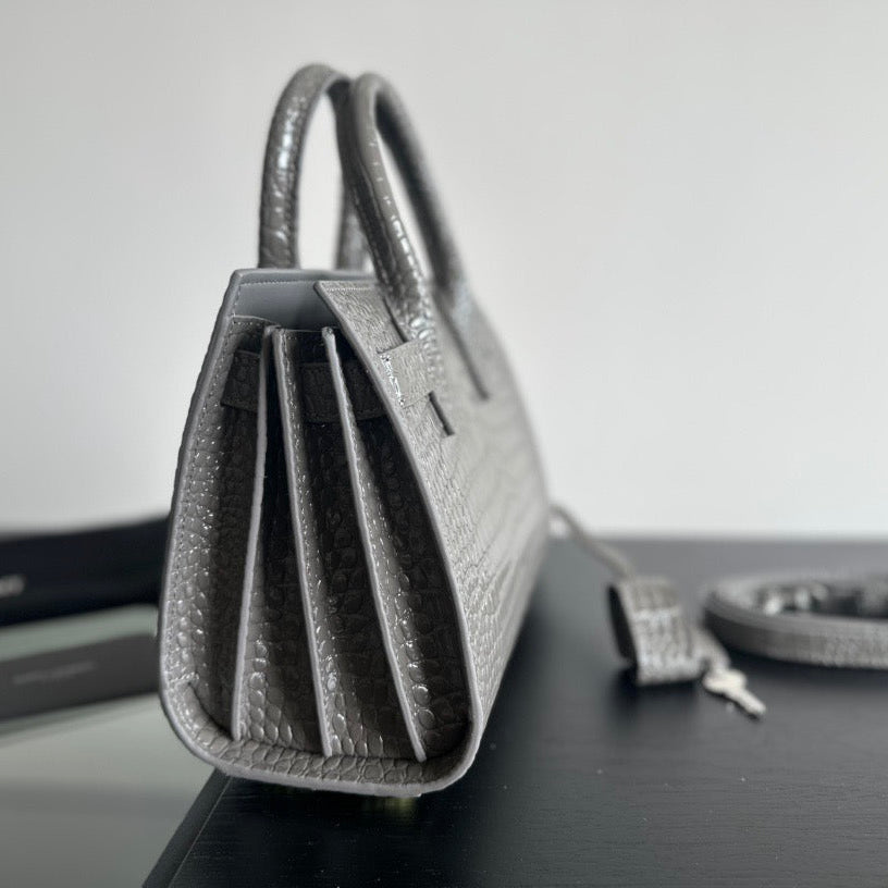 SAC DE JOUR CROC-EMBOSSED BAG – GREY