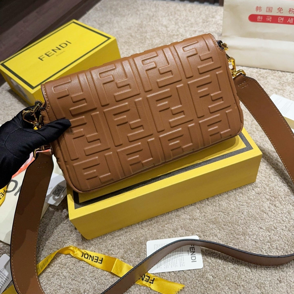 MINI EMBOSSED BAGUETTE BAG – BROWN