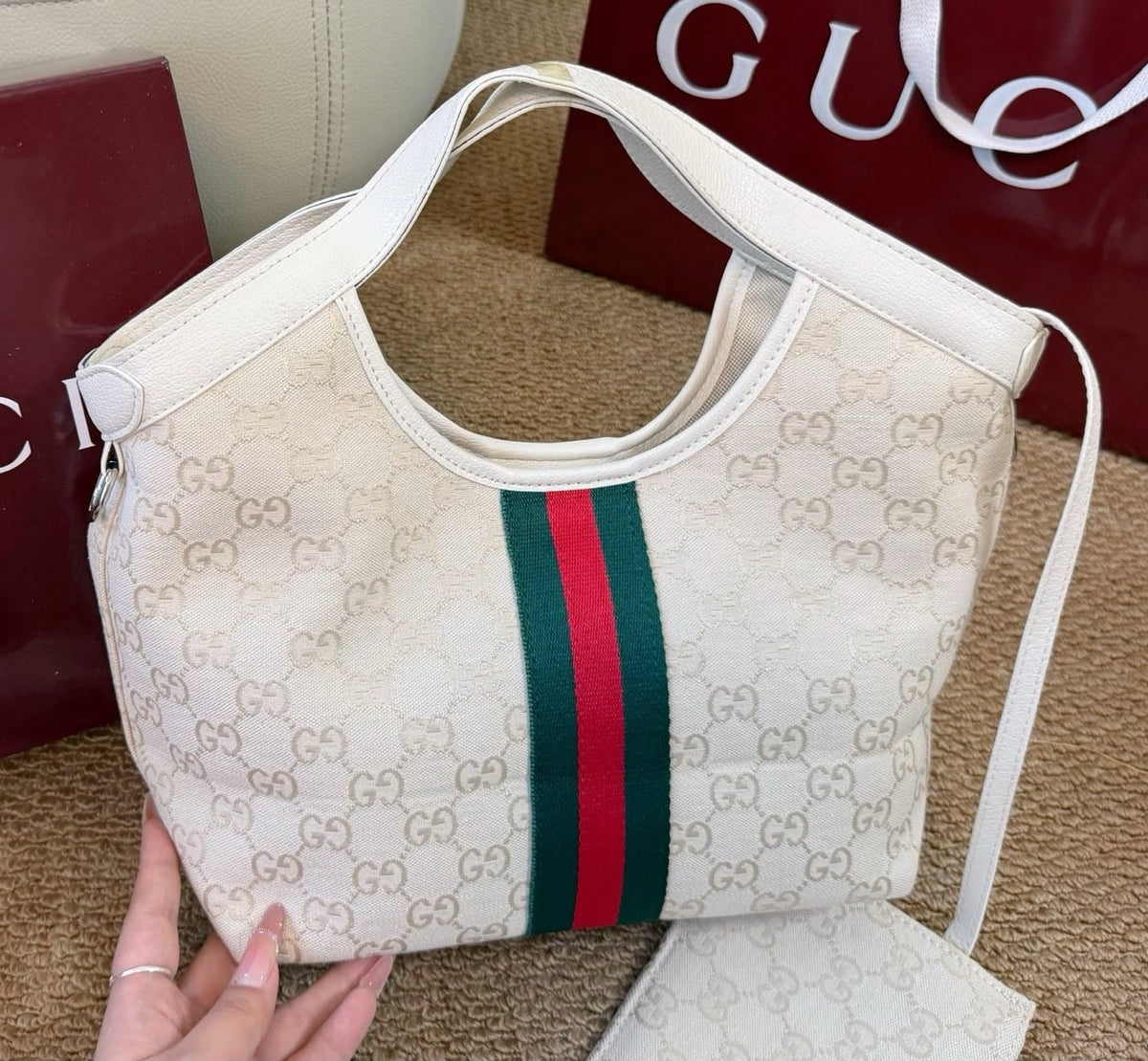 GIGLIO GG SMALL CANVAS TOTE - IVORY