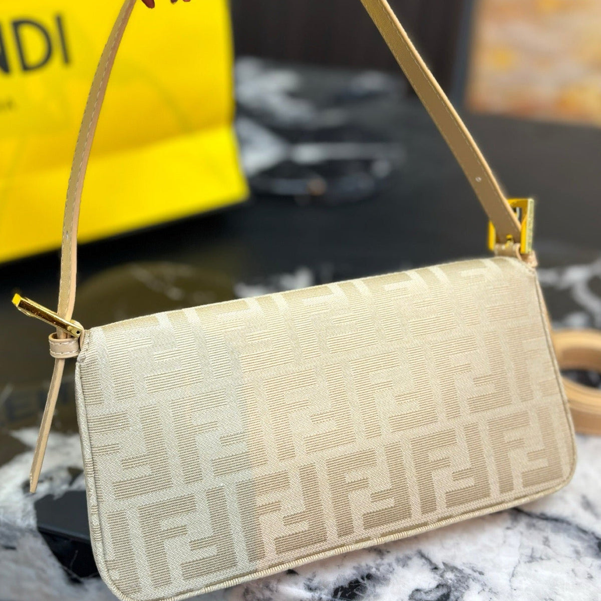MONOGRAM BAGUETTE SHOULDER BAG – BEIGE