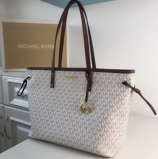 LARGE SAFFIANO LEATHER TOTE BAG - BROWN