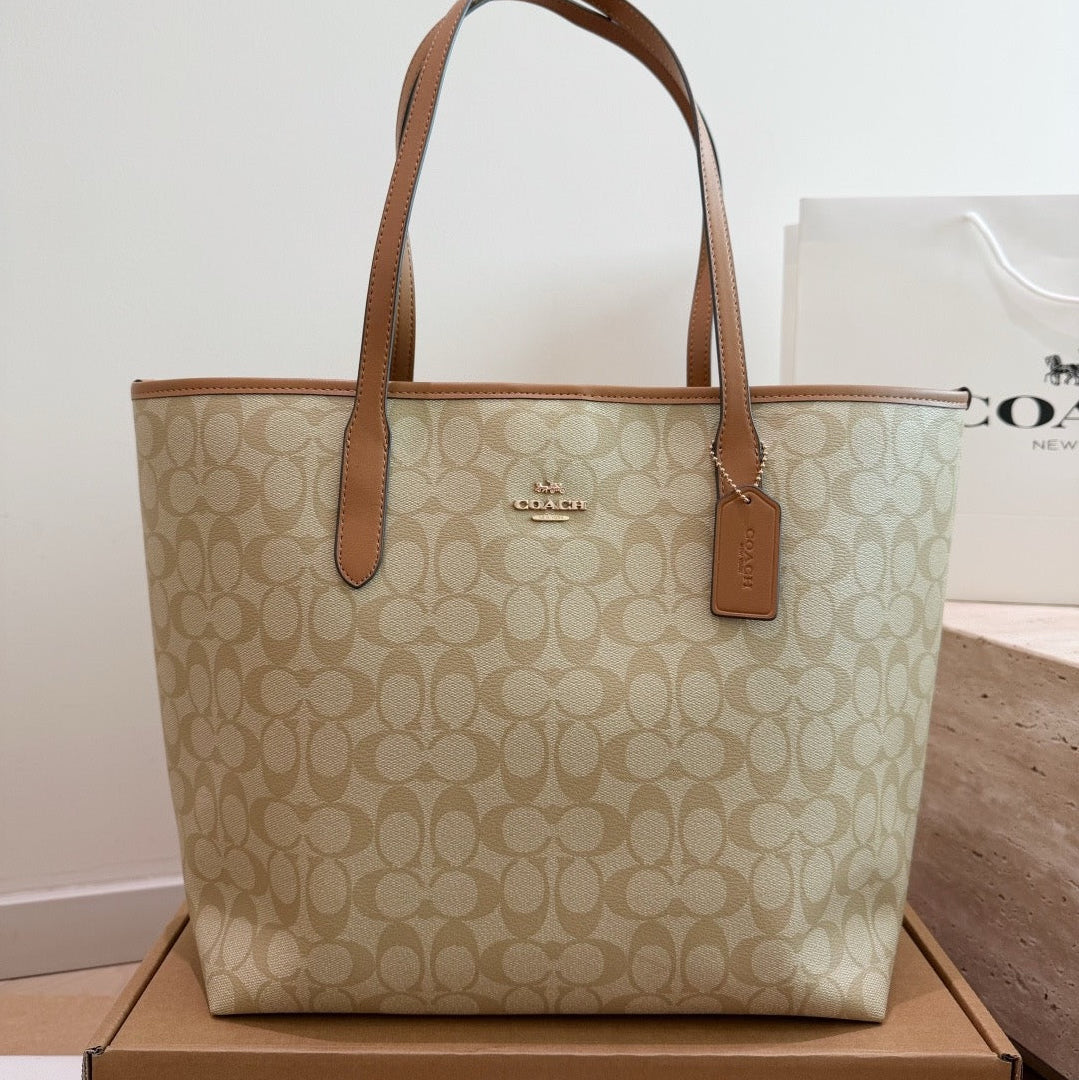 LARGE CITY TOTE - BROWN