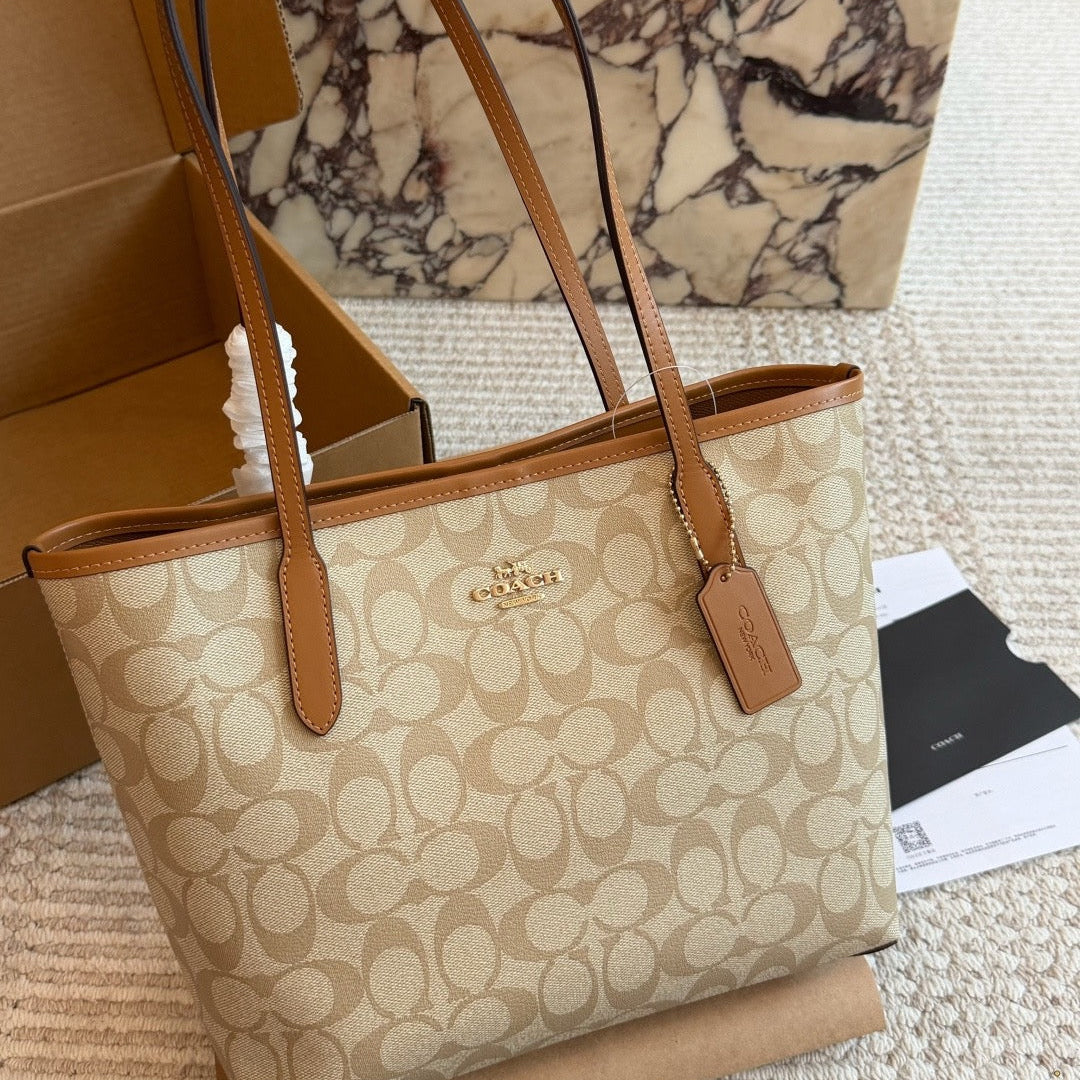 LARGE CITY TOTE - BROWN