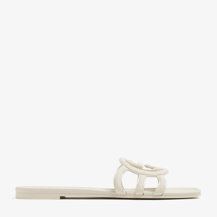 INTERLOCKING G RUBBER SLIDE SANDALS - CREAM WHITE