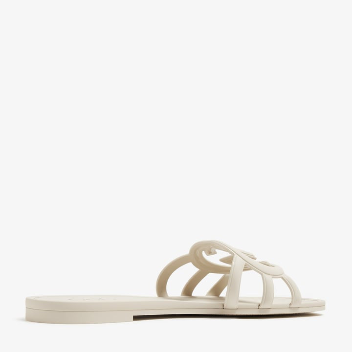 INTERLOCKING G RUBBER SLIDE SANDALS - CREAM WHITE