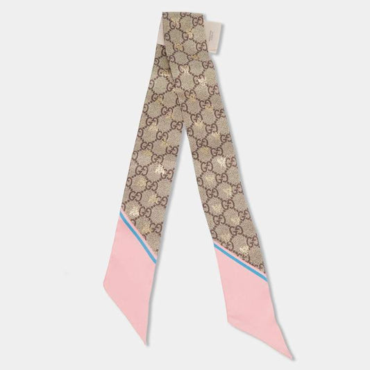 BEIGE AND PINK GG SCARF