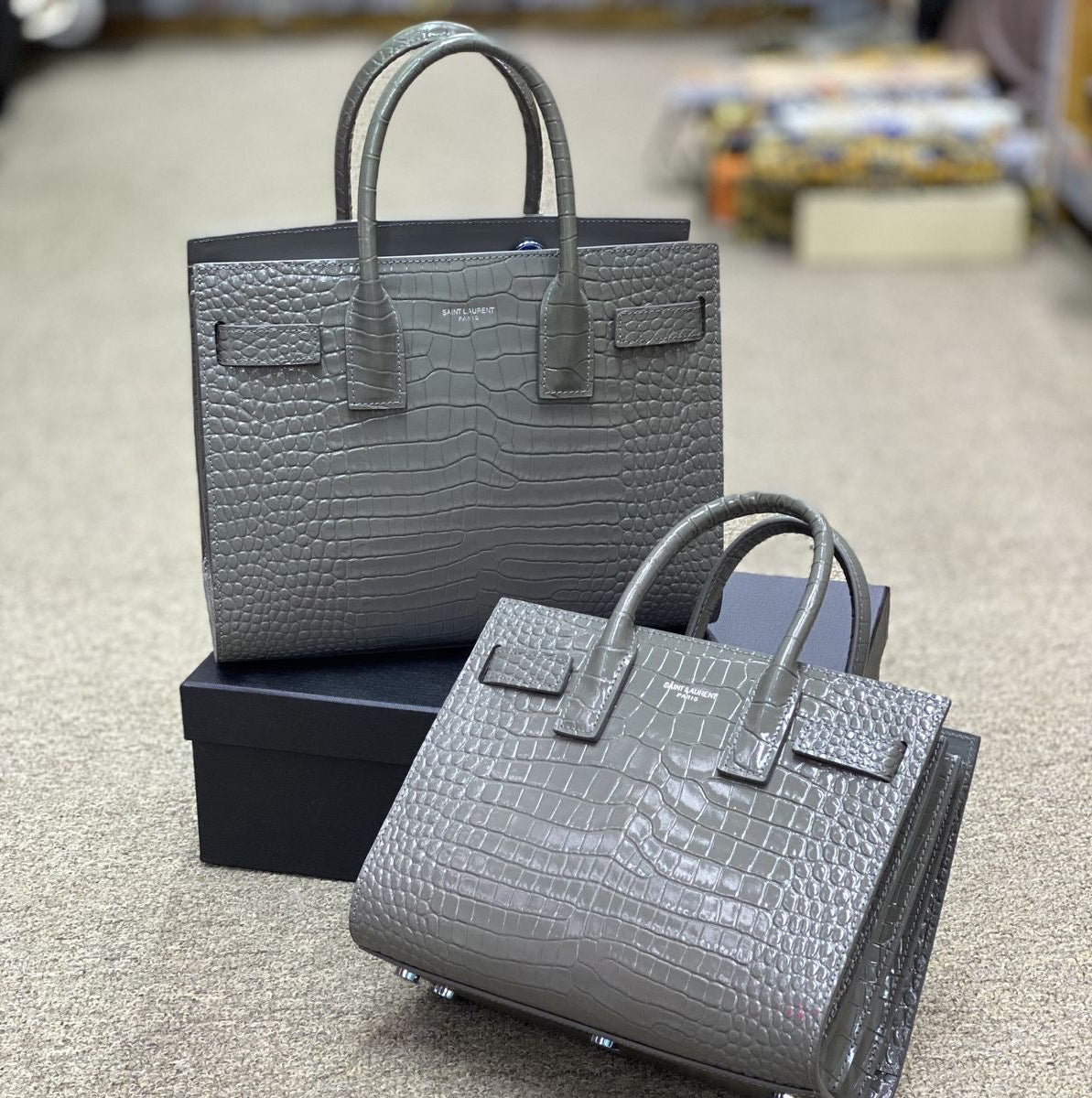 SAC DE JOUR CROC-EMBOSSED BAG – GREY