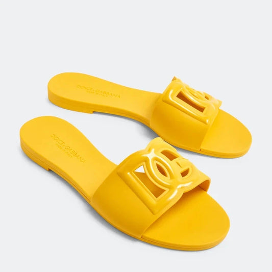 DG RUBBER SLIDE SANDALS-VIBRANT YELLOW